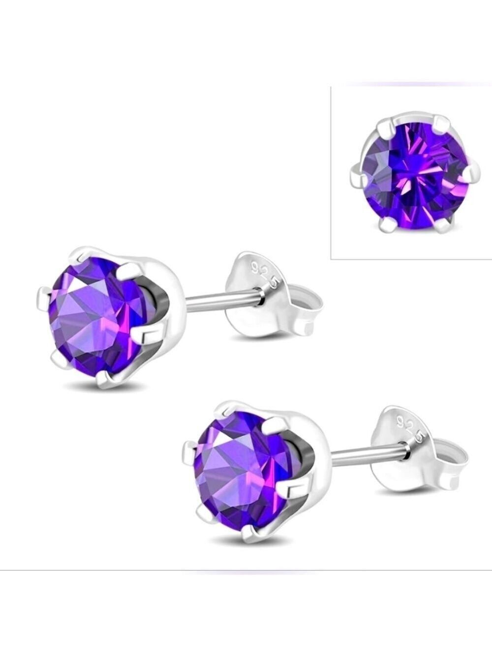 Earrings --Amethyst CZ Sterling Silver Studs